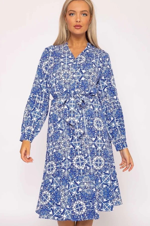Rowen Avenue Norah Blue Printed Midi Dress* Sale Dresses