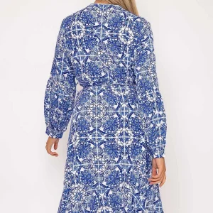 Rowen Avenue Norah Blue Printed Midi Dress* Sale Dresses