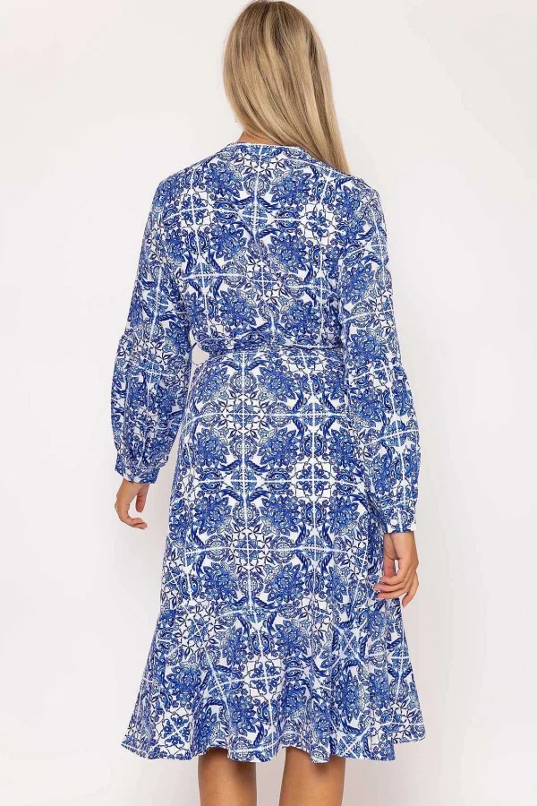 Rowen Avenue Norah Blue Printed Midi Dress* Sale Dresses