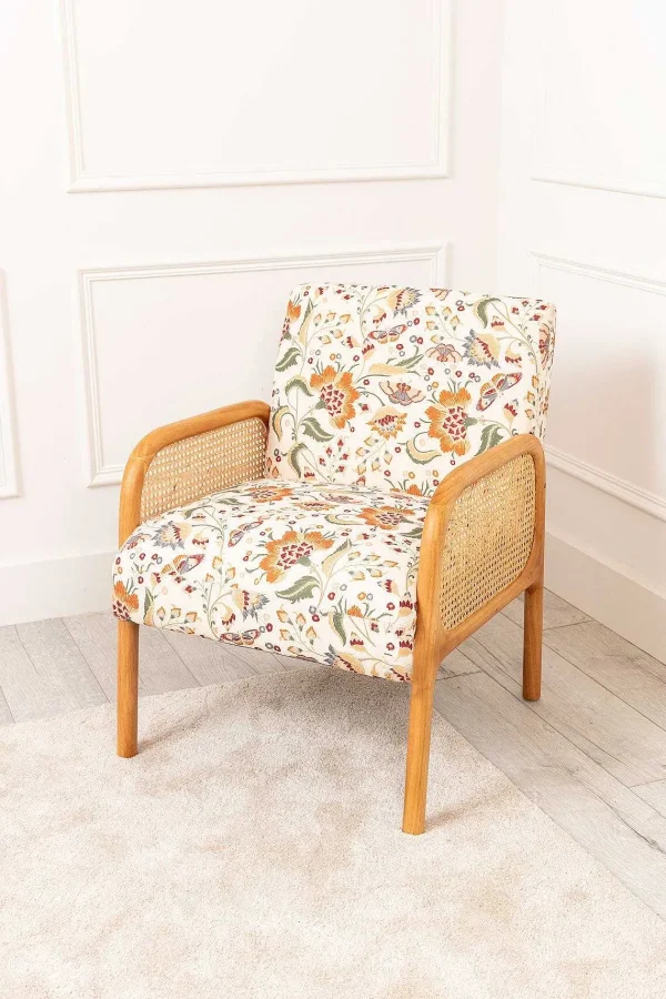 Carraig Donn HOME Oak Wood Upholstered Rattan Chair* Homeware