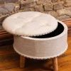 Carraig Donn HOME Oatmeal Fabric Upholstered Storage Stool* Homeware