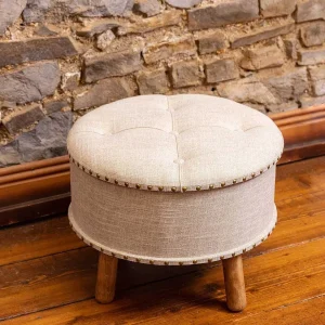 Carraig Donn HOME Oatmeal Fabric Upholstered Storage Stool* Homeware