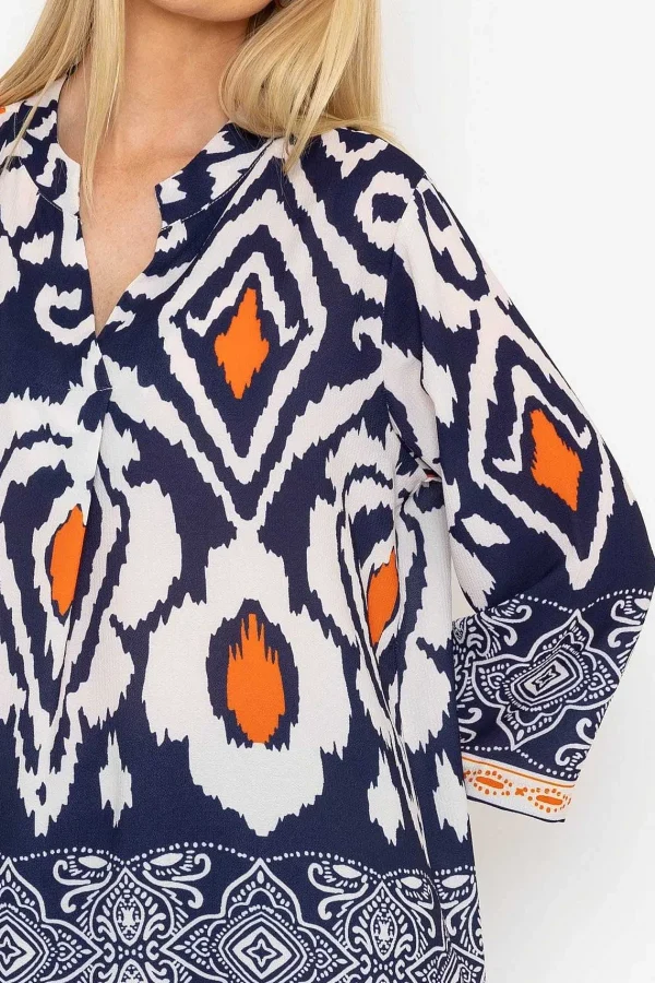 Pala D'oro Olivia Top In Navy Print*Women Tops & Blouses