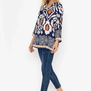Pala D'oro Olivia Top In Navy Print*Women Tops & Blouses