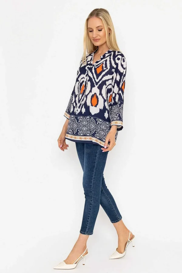 Pala D'oro Olivia Top In Navy Print*Women Tops & Blouses