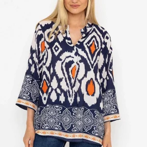 Pala D'oro Olivia Top In Navy Print*Women Tops & Blouses