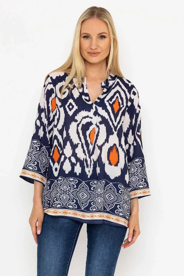Pala D'oro Olivia Top In Navy Print*Women Tops & Blouses