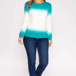 Kelly & Grace Weekend Ombre Crew Neck In Green*Women Jumpers & Cardigans