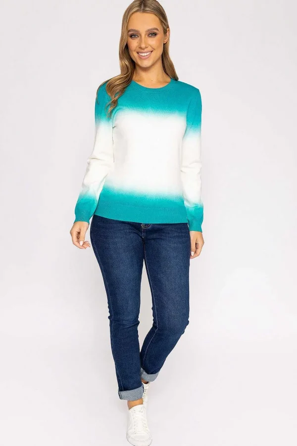 Kelly & Grace Weekend Ombre Crew Neck In Green*Women Jumpers & Cardigans