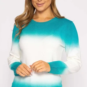 Kelly & Grace Weekend Ombre Crew Neck In Green*Women Jumpers & Cardigans