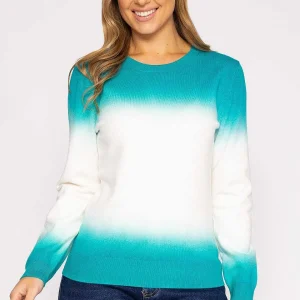 Kelly & Grace Weekend Ombre Crew Neck In Green*Women Jumpers & Cardigans