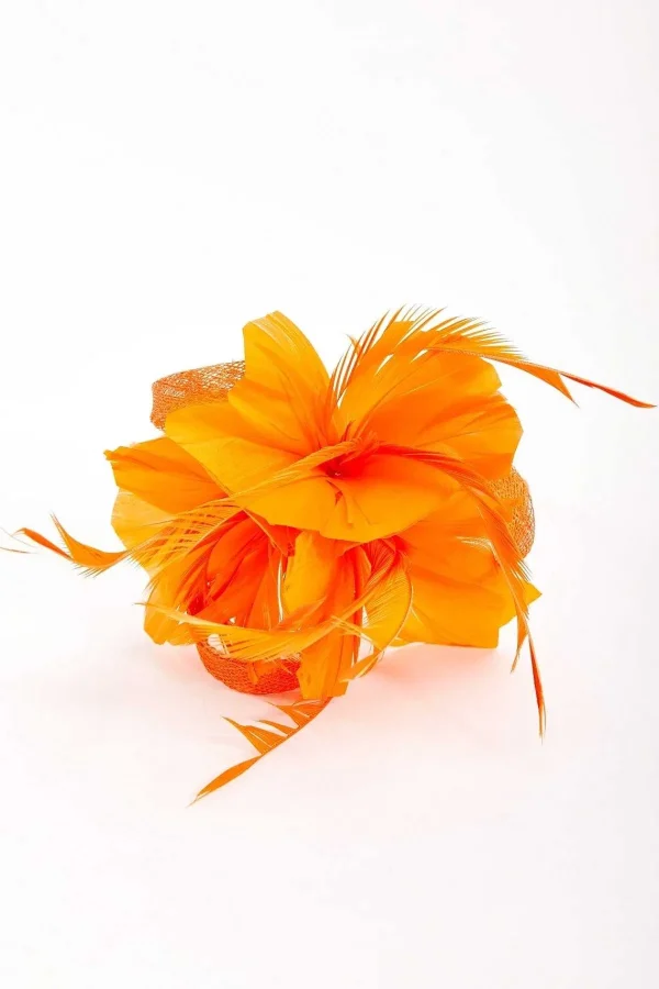 SOUL Accessories Orange Feather Flower Fascinator* Fascinators