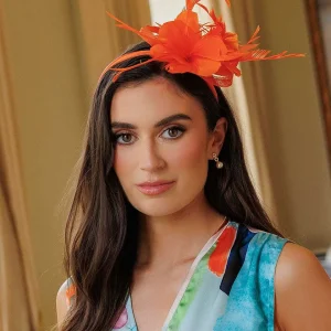 SOUL Accessories Orange Feather Flower Fascinator* Fascinators