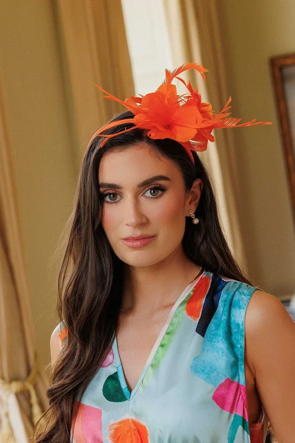 SOUL Accessories Orange Feather Flower Fascinator* Fascinators