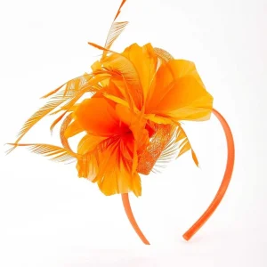 SOUL Accessories Orange Feather Flower Fascinator* Fascinators