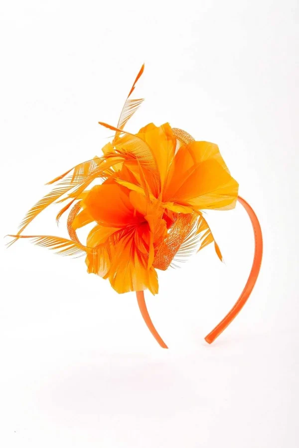 SOUL Accessories Orange Feather Flower Fascinator* Fascinators