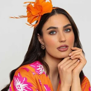 SOUL Accessories Orange Feather Flower Fascinator* Fascinators