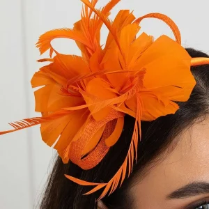 SOUL Accessories Orange Feather Flower Fascinator* Fascinators