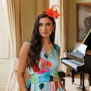 SOUL Accessories Orange Feather Flower Fascinator* Fascinators