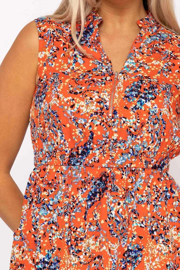 Kelly & Grace Weekend Orange Print Viscose Mini Dress* Skater