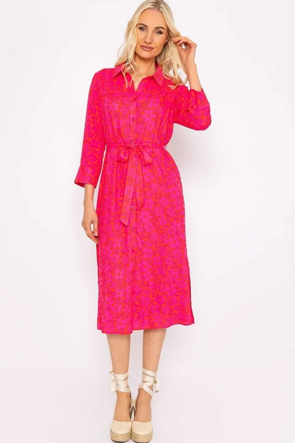 Rowen Avenue Orange Printed Viscose Shirt Dress*Women Dresses & Jumpsuits