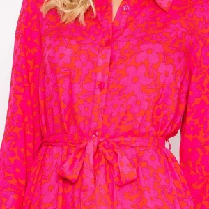 Rowen Avenue Orange Printed Viscose Shirt Dress*Women Dresses & Jumpsuits