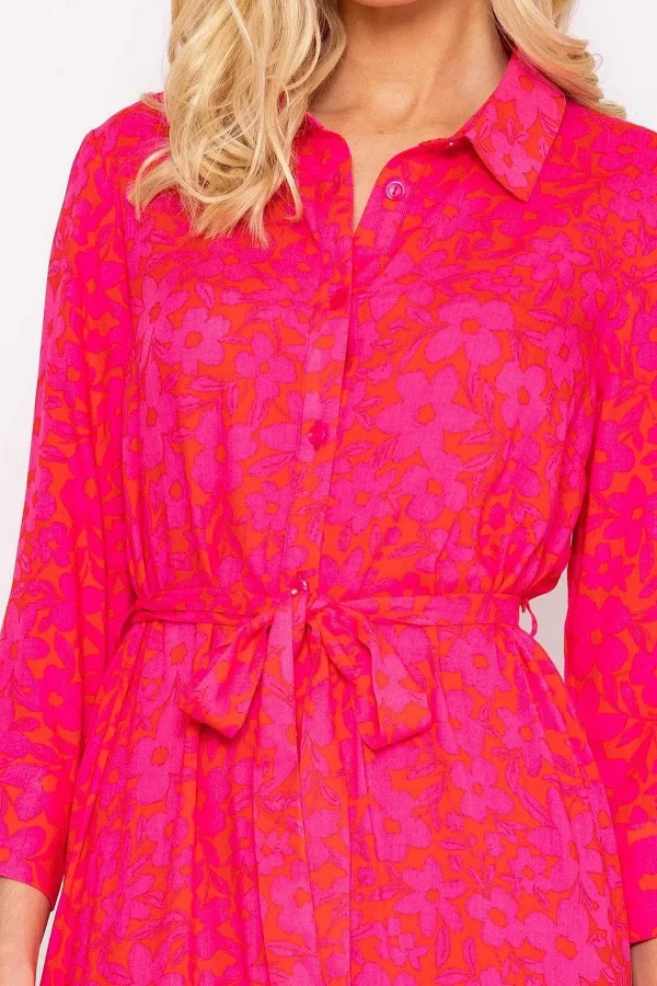 Rowen Avenue Orange Printed Viscose Shirt Dress*Women Dresses & Jumpsuits