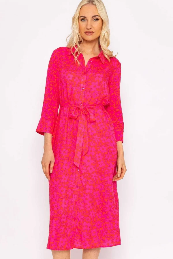 Rowen Avenue Orange Printed Viscose Shirt Dress*Women Dresses & Jumpsuits