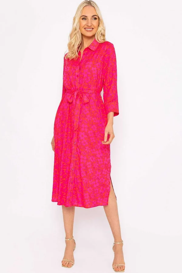 Rowen Avenue Orange Printed Viscose Shirt Dress*Women Dresses & Jumpsuits