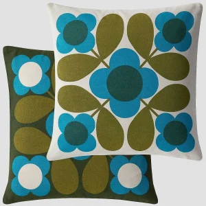 Orla Kiely Flower Tile Kingfisher Cushion* Homeware