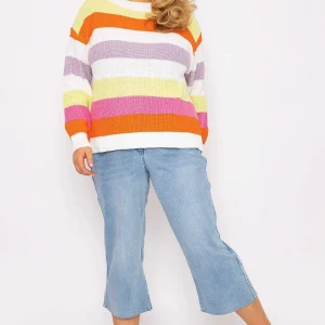Ulla Popken Oversized Striped Knit Sweater In Multi*Women Jumpers & Cardigans