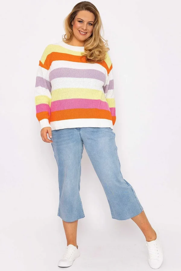 Ulla Popken Oversized Striped Knit Sweater In Multi*Women Jumpers & Cardigans