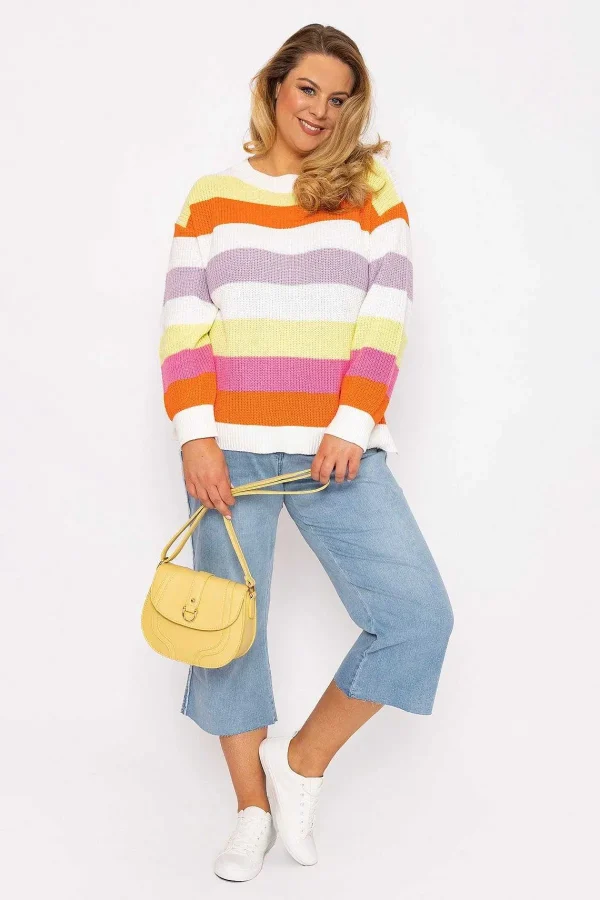 Ulla Popken Oversized Striped Knit Sweater In Multi*Women Jumpers & Cardigans