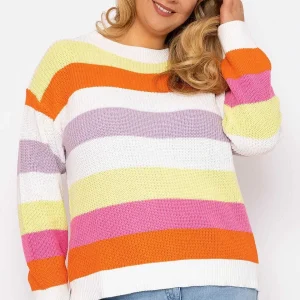 Ulla Popken Oversized Striped Knit Sweater In Multi*Women Jumpers & Cardigans