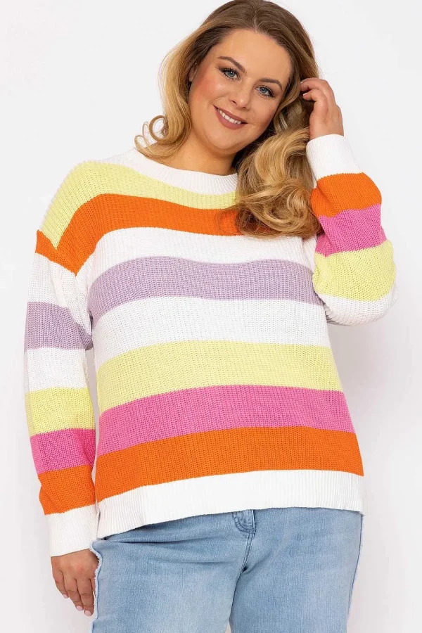 Ulla Popken Oversized Striped Knit Sweater In Multi*Women Jumpers & Cardigans