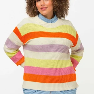Ulla Popken Oversized Striped Knit Sweater In Multi*Women Jumpers & Cardigans