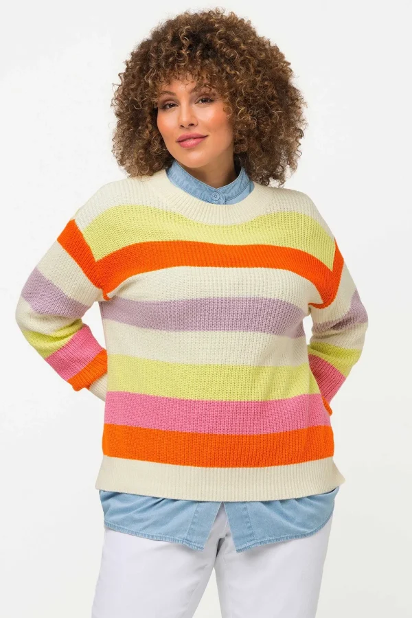 Ulla Popken Oversized Striped Knit Sweater In Multi*Women Jumpers & Cardigans