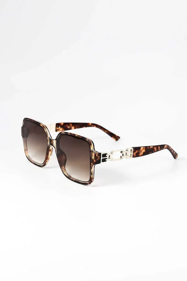 SOUL Accessories Oversized Tortoise Shell Sunglasses With Gold Detail* Sunglasses