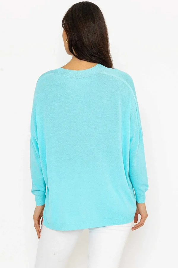 Pala D'oro Oversized V-Neck Jumper In Blue*Women Jumpers & Cardigans