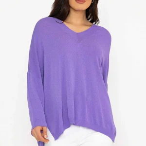 Pala D'oro Oversized V-Neck Jumper In Purple*Women Jumpers & Cardigans