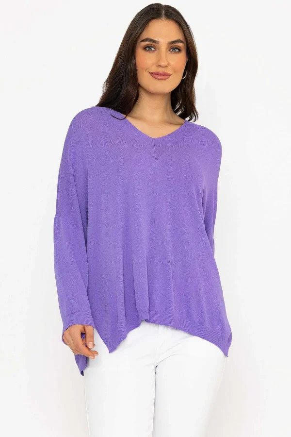 Pala D'oro Oversized V-Neck Jumper In Purple*Women Jumpers & Cardigans
