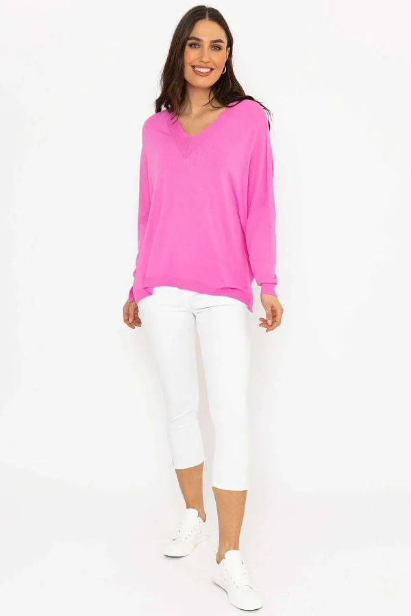 Pala D'oro Oversized V-Neck Jumper In Pink*Women Jumpers & Cardigans