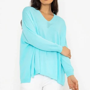 Pala D'oro Oversized V-Neck Jumper In Blue*Women Jumpers & Cardigans