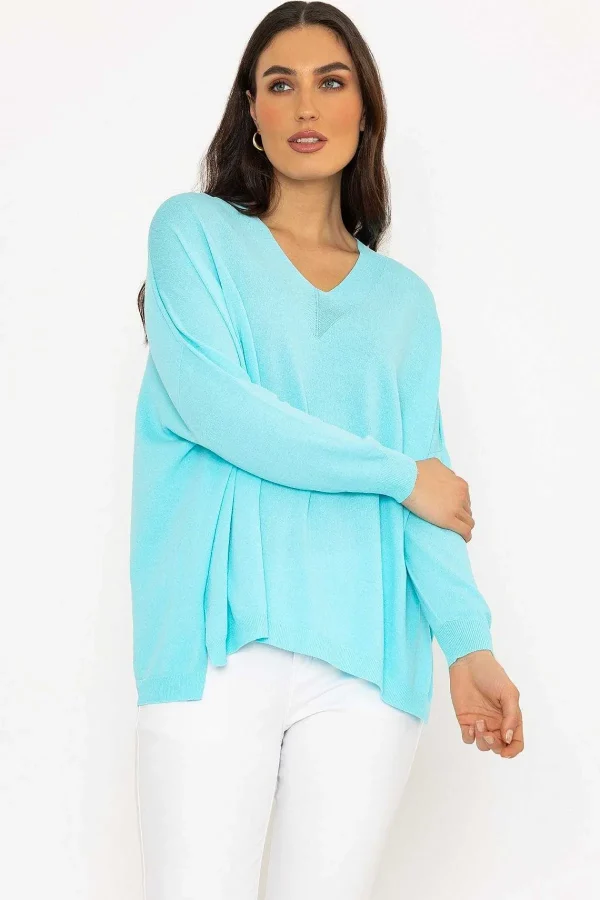 Pala D'oro Oversized V-Neck Jumper In Blue*Women Jumpers & Cardigans