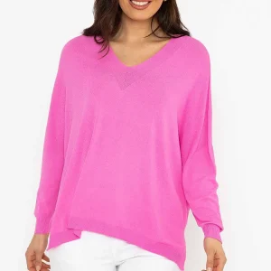 Pala D'oro Oversized V-Neck Jumper In Pink*Women Jumpers & Cardigans