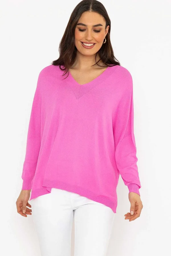 Pala D'oro Oversized V-Neck Jumper In Pink*Women Jumpers & Cardigans