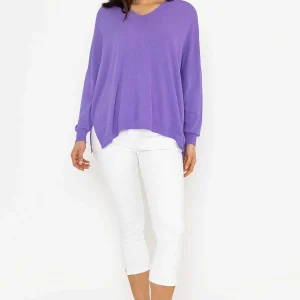 Pala D'oro Oversized V-Neck Jumper In Purple*Women Jumpers & Cardigans