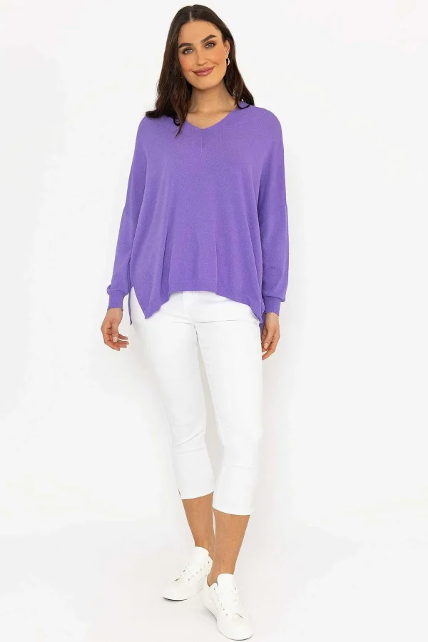 Pala D'oro Oversized V-Neck Jumper In Purple*Women Jumpers & Cardigans