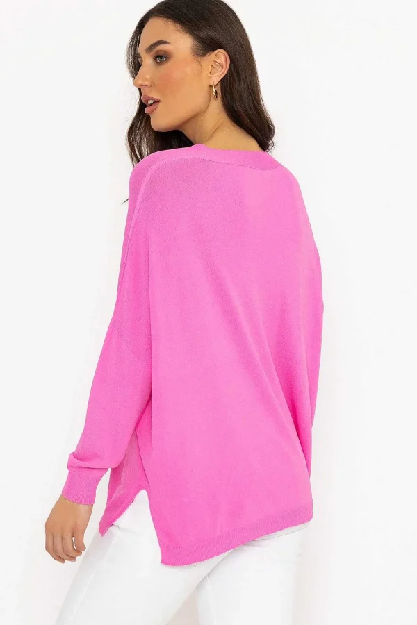 Pala D'oro Oversized V-Neck Jumper In Pink*Women Jumpers & Cardigans
