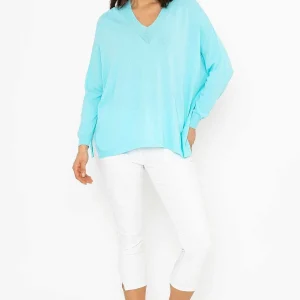 Pala D'oro Oversized V-Neck Jumper In Blue*Women Jumpers & Cardigans